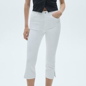 Mango Women's white capri cutout Jean